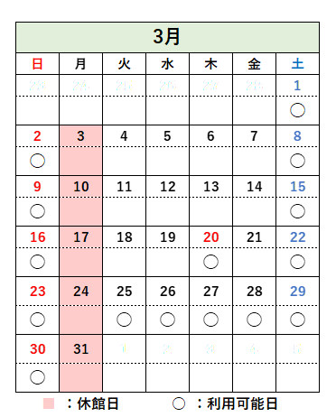 コミュタン福島 de 自主勉 2025/03/></li>
</il>
			</div>
<br>
<!--
<p>
<strong>※現在、コロナ感染拡大防止対策のため、実習室として開放しておりません。</strong>
</p>
-->
            <hr>
	
			<p>■利用可能日<br>　上記カレンダーで〇のついている土日祝日および学校長期休暇期間にご利用いただけます。</p>
			<p><font style=